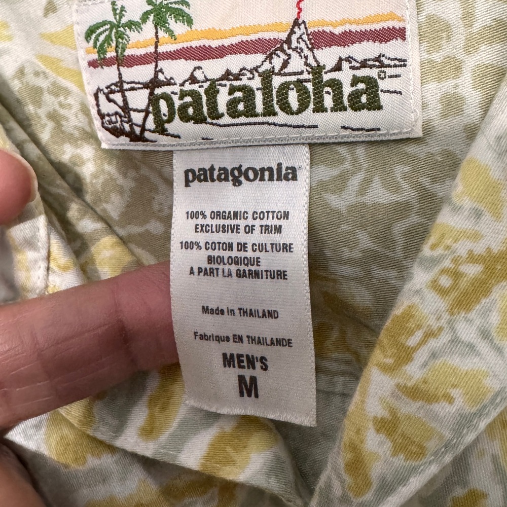 Patagonia pataloha Men's Casual Button Down Shirt - Green and Yellow medium - Picture 4 of 5